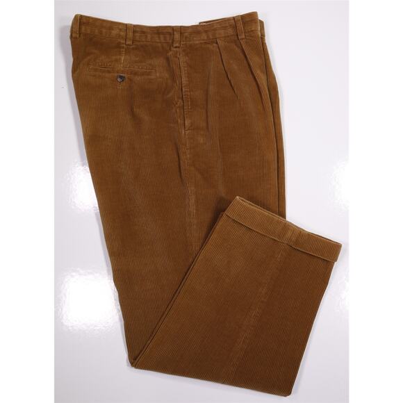 Brooks Brothers Elliot Golden Brown Cotton Pleated Corduroy Pants 38x32 - Picture 1 of 8